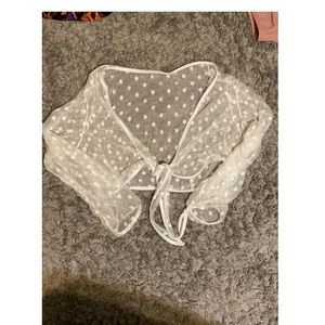 Sheer white polka dot top